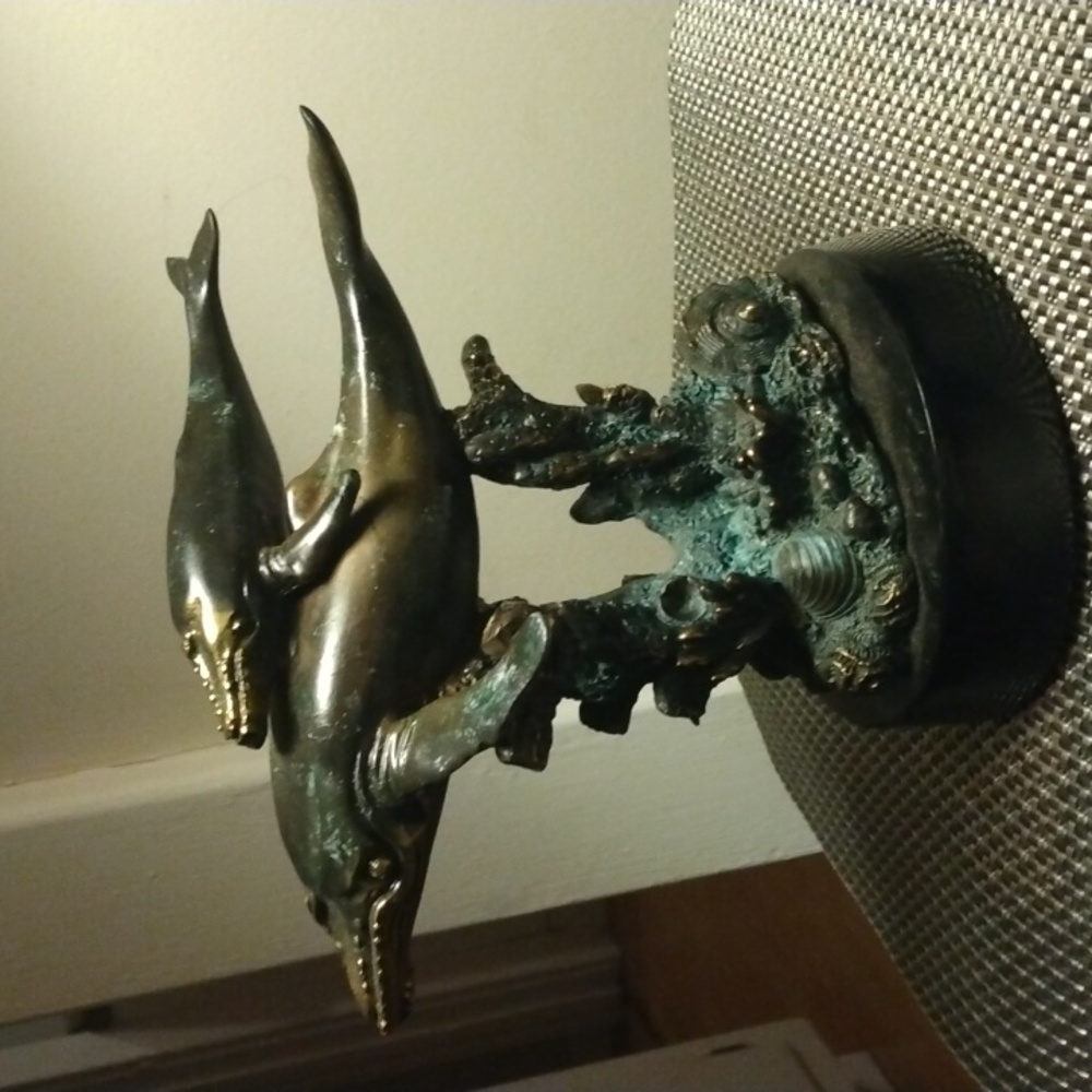 Mother Whale and Baby Sculpture, Statue 7In. Tall
